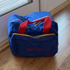 NEEDS REPAIR Nintendo Blue Duffel Bag with Red Handles